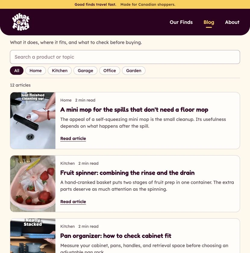 WhatAFind Blog list