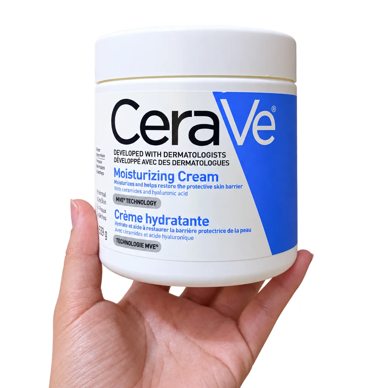 CeraVe Moisturizing Cream held in a hand